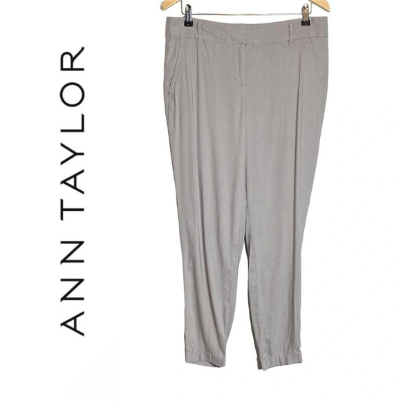 Ann Taylor | Ankle Trouser Pants Linen Blend Hook & Bar Straight Leg - Picture 1 of 9